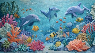 梦幻海底世界的海豚共舞