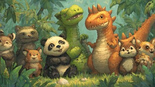 森林中可爱动物们的聚会