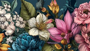 缤纷花卉图案 色彩绚丽