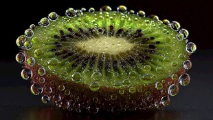 奇异果切片上的晶莹气泡