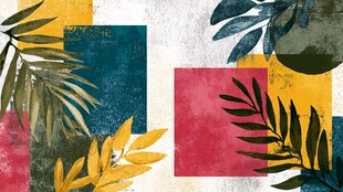 热带植物几何色块装饰画