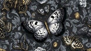 蝶舞花卉图案 复古艺术风