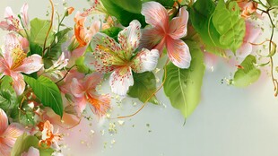 浪漫繁花绿叶清新图景