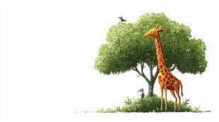 长颈鹿树下悠然伫立