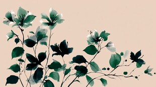 水墨风绿植花卉插画