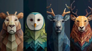 动物低多边形风格艺术头像