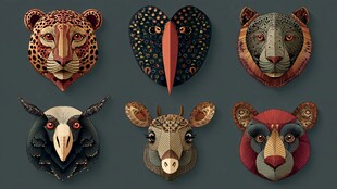 动物风格立体装饰头像设计