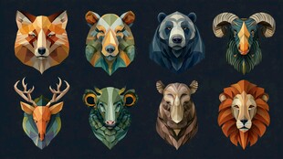 动物低多边形头像集合