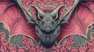 哥特风蝙蝠插画艺术图案
