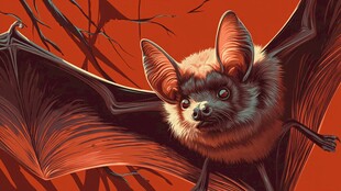 飞行的萌态蝙蝠插画