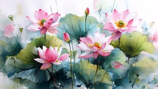 水墨荷花图 清新雅致之景