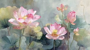 水墨绘就的清雅荷花景致