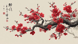 红梅傲雪图