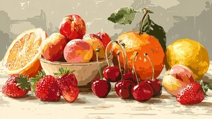 缤纷水果静物画