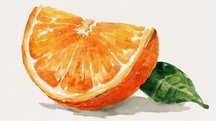 水彩橙子切片图