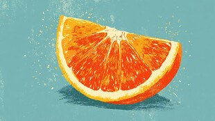 橙色切片 清新插画风格