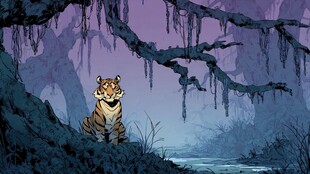 月夜下的孤独老虎