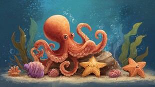 可爱章鱼的海底奇妙世界