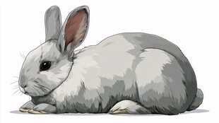 趴着的可爱灰白色兔子