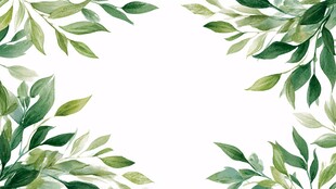绿叶水彩边框装饰图案