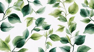 水彩绿叶图案背景纹理