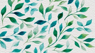 水彩绿叶图案背景纹理