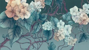 手绘花卉藤蔓插画作品