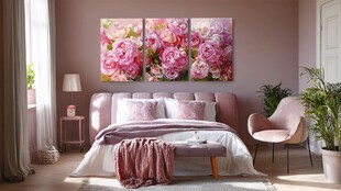 粉色浪漫卧室 花卉挂画装饰