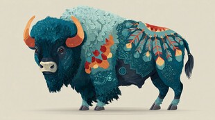彩绘野牛 独特艺术风格呈现
