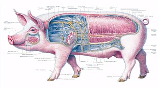 猪的内部解剖结构示意图