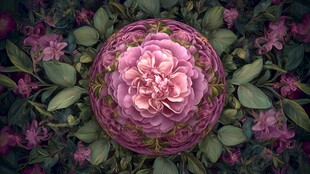 梦幻粉色花卉球体景观