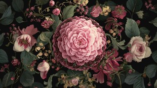 娇艳繁花簇拥的绮丽景致