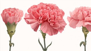 三朵粉色康乃馨绽放之美
