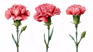 三朵娇艳康乃馨特写