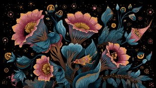 梦幻花卉插画 神秘绚丽风