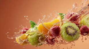 水果飞溅瞬间的清新画面