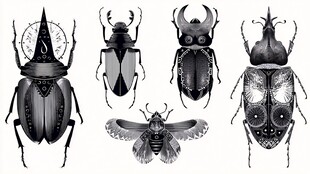 奇幻风格甲虫插画集合