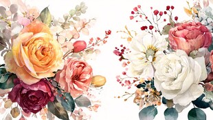 水彩花卉组合插画