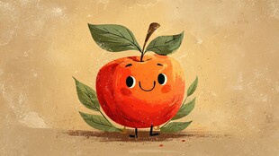 可爱拟人风的红苹果形象