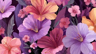 缤纷花卉插画 绚丽花朵世界