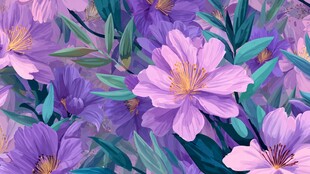 梦幻紫色花卉插画图案