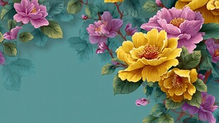 多彩花卉装饰背景图
