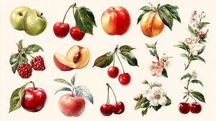 水果花卉插画素材集合