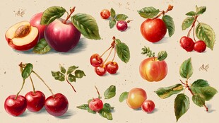 手绘鲜果集合图