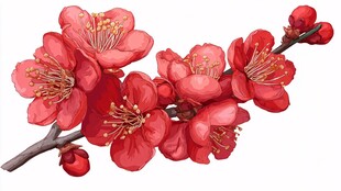 鲜艳红梅绽放枝头