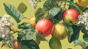 枝头硕果与繁花