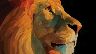 几何风格雄狮头像特写