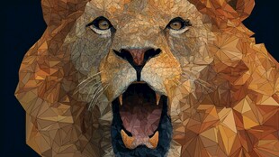 低多边形风格怒吼雄狮