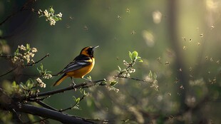 枝头黄鹂闹春景
