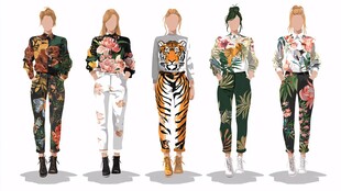 时尚印花服装模特展示